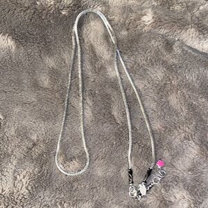 Laren G Adams Silver Tone Rope Chain Necklace with Pink Star Accent